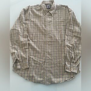 Faconnable Shirt Size XL Grey Khaki Cream 
Button-Down Long Sleeve Pure Cotton